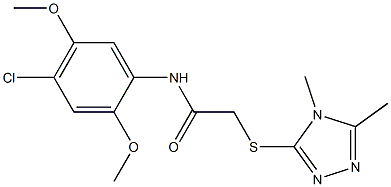 N-(4-chloro-2,5-dimethoxyphenyl)-2-[(4,5-dimethyl-1,2,4-triazol-3-yl)sulfanyl]acetamide,,结构式