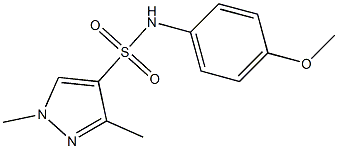 N-(4-methoxyphenyl)-1,3-dimethylpyrazole-4-sulfonamide,,结构式