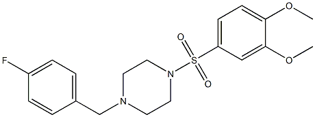 1-(3,4-dimethoxyphenyl)sulfonyl-4-[(4-fluorophenyl)methyl]piperazine 化学構造式