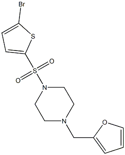 1-(5-bromothiophen-2-yl)sulfonyl-4-(furan-2-ylmethyl)piperazine 化学構造式