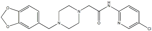 2-[4-(1,3-benzodioxol-5-ylmethyl)piperazin-1-yl]-N-(5-chloropyridin-2-yl)acetamide,,结构式