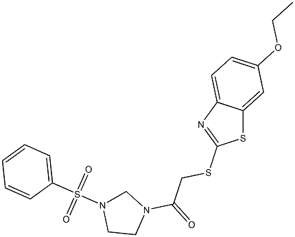 1-[3-(benzenesulfonyl)imidazolidin-1-yl]-2-[(6-ethoxy-1,3-benzothiazol-2-yl)sulfanyl]ethanone Struktur