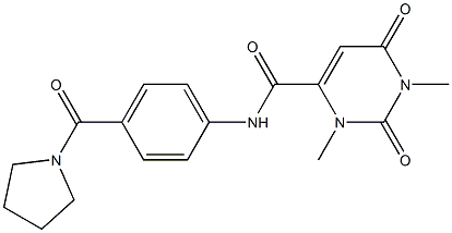 1,3-dimethyl-2,6-dioxo-N-[4-(pyrrolidine-1-carbonyl)phenyl]pyrimidine-4-carboxamide 结构式