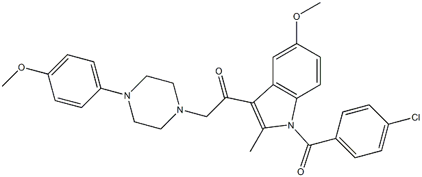 2-[1-(4-chlorobenzoyl)-5-methoxy-2-methylindol-3-yl]-1-[4-(4-methoxyphenyl)piperazin-1-yl]ethanone Struktur