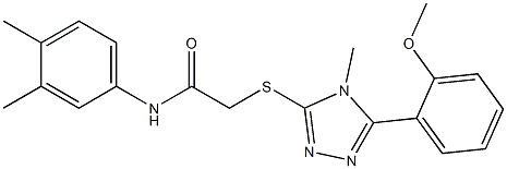 N-(3,4-dimethylphenyl)-2-[[5-(2-methoxyphenyl)-4-methyl-1,2,4-triazol-3-yl]sulfanyl]acetamide 化学構造式