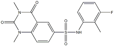 N-(3-fluoro-2-methylphenyl)-1,3-dimethyl-2,4-dioxoquinazoline-6-sulfonamide 化学構造式