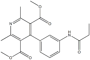 dimethyl 2,6-dimethyl-4-[3-(propanoylamino)phenyl]pyridine-3,5-dicarboxylate,,结构式