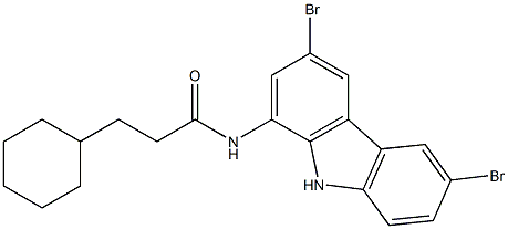 3-cyclohexyl-N-(3,6-dibromo-9H-carbazol-1-yl)propanamide,,结构式