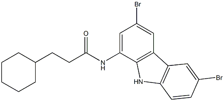 3-cyclohexyl-N-(3,6-dibromo-9H-carbazol-1-yl)propanamide 化学構造式