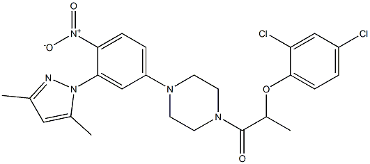 2-(2,4-dichlorophenoxy)-1-[4-[3-(3,5-dimethylpyrazol-1-yl)-4-nitrophenyl]piperazin-1-yl]propan-1-one,,结构式