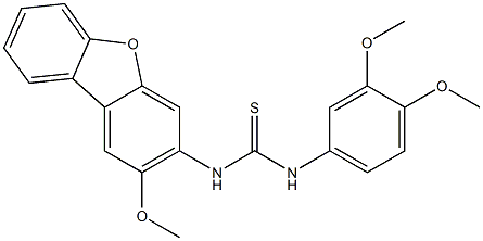 1-(3,4-dimethoxyphenyl)-3-(2-methoxydibenzofuran-3-yl)thiourea Struktur