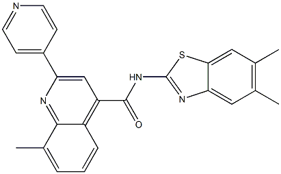 N-(5,6-dimethyl-1,3-benzothiazol-2-yl)-8-methyl-2-pyridin-4-ylquinoline-4-carboxamide 化学構造式