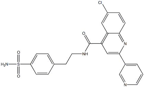 6-chloro-2-pyridin-3-yl-N-[2-(4-sulfamoylphenyl)ethyl]quinoline-4-carboxamide 化学構造式