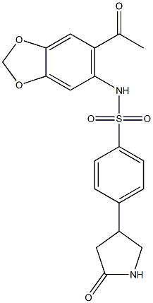 N-(6-acetyl-1,3-benzodioxol-5-yl)-4-(5-oxopyrrolidin-3-yl)benzenesulfonamide 结构式