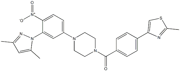 [4-[3-(3,5-dimethylpyrazol-1-yl)-4-nitrophenyl]piperazin-1-yl]-[4-(2-methyl-1,3-thiazol-4-yl)phenyl]methanone 化学構造式