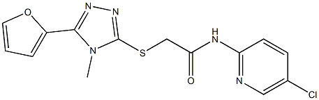 N-(5-chloropyridin-2-yl)-2-[[5-(furan-2-yl)-4-methyl-1,2,4-triazol-3-yl]sulfanyl]acetamide,,结构式