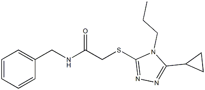 N-benzyl-2-[(5-cyclopropyl-4-propyl-1,2,4-triazol-3-yl)sulfanyl]acetamide,,结构式