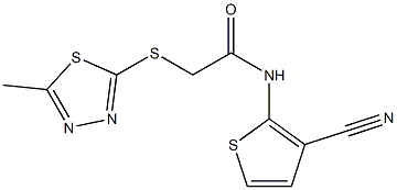 N-(3-cyanothiophen-2-yl)-2-[(5-methyl-1,3,4-thiadiazol-2-yl)sulfanyl]acetamide 化学構造式