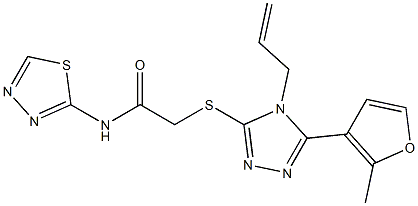 2-[[5-(2-methylfuran-3-yl)-4-prop-2-enyl-1,2,4-triazol-3-yl]sulfanyl]-N-(1,3,4-thiadiazol-2-yl)acetamide Struktur