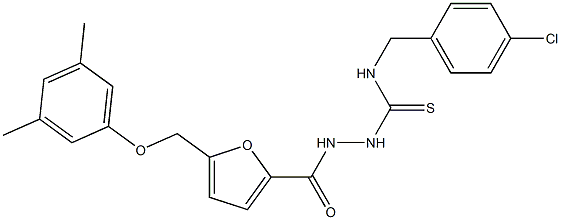 1-[(4-chlorophenyl)methyl]-3-[[5-[(3,5-dimethylphenoxy)methyl]furan-2-carbonyl]amino]thiourea 化学構造式