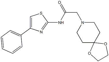 2-(1,4-dioxa-8-azaspiro[4.5]decan-8-yl)-N-(4-phenyl-1,3-thiazol-2-yl)acetamide Structure