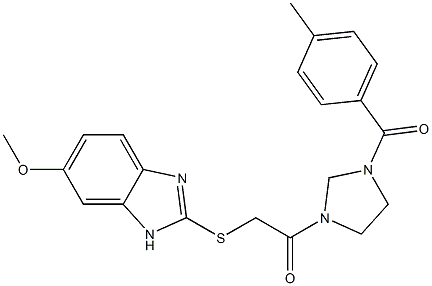 2-[(6-methoxy-1H-benzimidazol-2-yl)sulfanyl]-1-[3-(4-methylbenzoyl)imidazolidin-1-yl]ethanone Structure