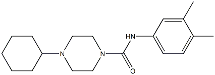 4-cyclohexyl-N-(3,4-dimethylphenyl)piperazine-1-carboxamide,,结构式