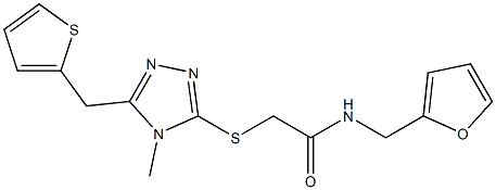 N-(furan-2-ylmethyl)-2-[[4-methyl-5-(thiophen-2-ylmethyl)-1,2,4-triazol-3-yl]sulfanyl]acetamide Structure