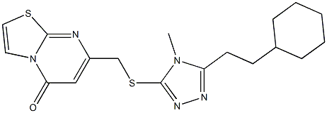 7-[[5-(2-cyclohexylethyl)-4-methyl-1,2,4-triazol-3-yl]sulfanylmethyl]-[1,3]thiazolo[3,2-a]pyrimidin-5-one Structure