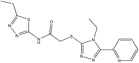 2-[(4-ethyl-5-pyridin-2-yl-1,2,4-triazol-3-yl)sulfanyl]-N-(5-ethyl-1,3,4-thiadiazol-2-yl)acetamide 结构式