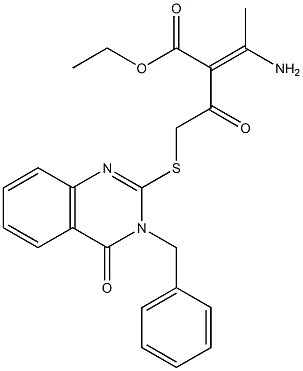 ethyl (E)-3-amino-2-[2-(3-benzyl-4-oxoquinazolin-2-yl)sulfanylacetyl]but-2-enoate Struktur