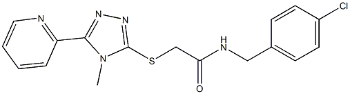 N-[(4-chlorophenyl)methyl]-2-[(4-methyl-5-pyridin-2-yl-1,2,4-triazol-3-yl)sulfanyl]acetamide 结构式