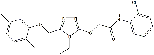 N-(2-chlorophenyl)-2-[[5-[(2,5-dimethylphenoxy)methyl]-4-ethyl-1,2,4-triazol-3-yl]sulfanyl]acetamide 化学構造式