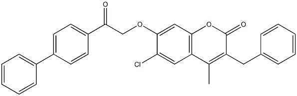 3-benzyl-6-chloro-4-methyl-7-[2-oxo-2-(4-phenylphenyl)ethoxy]chromen-2-one Structure