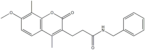 N-benzyl-3-(7-methoxy-4,8-dimethyl-2-oxochromen-3-yl)propanamide Structure