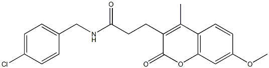 N-[(4-chlorophenyl)methyl]-3-(7-methoxy-4-methyl-2-oxochromen-3-yl)propanamide Structure