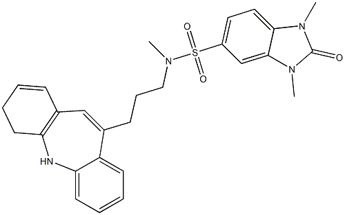 N-[3-(5,6-dihydrobenzo[b][1]benzazepin-11-yl)propyl]-N,1,3-trimethyl-2-oxobenzimidazole-5-sulfonamide 结构式