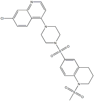 7-chloro-4-[4-[(1-methylsulfonyl-3,4-dihydro-2H-quinolin-6-yl)sulfonyl]piperazin-1-yl]quinoline 化学構造式