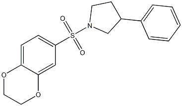 1-(2,3-dihydro-1,4-benzodioxin-6-ylsulfonyl)-3-phenylpyrrolidine Struktur
