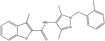 N-[3,5-dimethyl-1-[(2-methylphenyl)methyl]pyrazol-4-yl]-3-methyl-1-benzofuran-2-carboxamide,,结构式