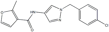 N-[1-[(4-chlorophenyl)methyl]pyrazol-4-yl]-2-methylfuran-3-carboxamide 化学構造式