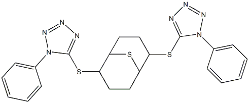 1-phenyl-5-[[2-(1-phenyltetrazol-5-yl)sulfanyl-9-thiabicyclo[3.3.1]nonan-6-yl]sulfanyl]tetrazole 化学構造式