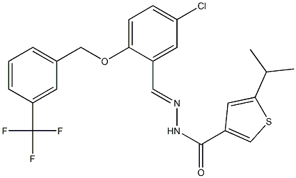 N-[(E)-[5-chloro-2-[[3-(trifluoromethyl)phenyl]methoxy]phenyl]methylideneamino]-5-propan-2-ylthiophene-3-carboxamide 结构式