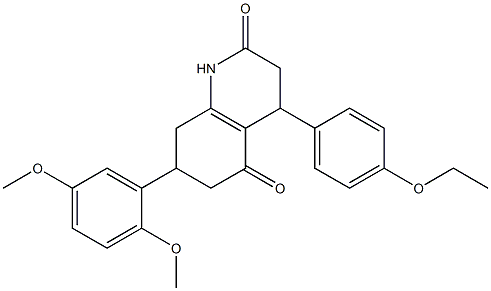 7-(2,5-dimethoxyphenyl)-4-(4-ethoxyphenyl)-1,3,4,6,7,8-hexahydroquinoline-2,5-dione,,结构式