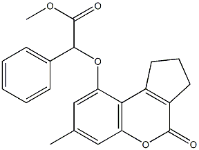 methyl 2-[(7-methyl-4-oxo-2,3-dihydro-1H-cyclopenta[c]chromen-9-yl)oxy]-2-phenylacetate 化学構造式