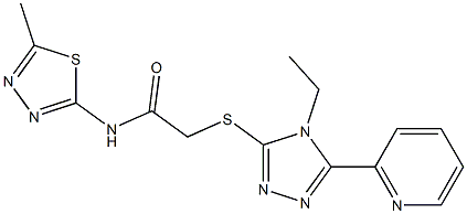 2-[(4-ethyl-5-pyridin-2-yl-1,2,4-triazol-3-yl)sulfanyl]-N-(5-methyl-1,3,4-thiadiazol-2-yl)acetamide Structure