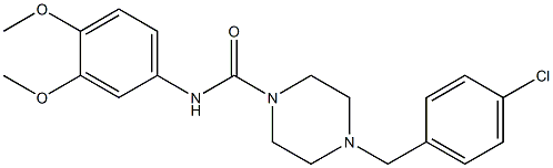 4-[(4-chlorophenyl)methyl]-N-(3,4-dimethoxyphenyl)piperazine-1-carboxamide Structure