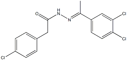 2-(4-chlorophenyl)-N-[(E)-1-(3,4-dichlorophenyl)ethylideneamino]acetamide 结构式