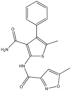 N-(3-carbamoyl-5-methyl-4-phenylthiophen-2-yl)-5-methyl-1,2-oxazole-3-carboxamide Structure