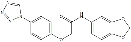 N-(1,3-benzodioxol-5-yl)-2-[4-(tetrazol-1-yl)phenoxy]acetamide,,结构式